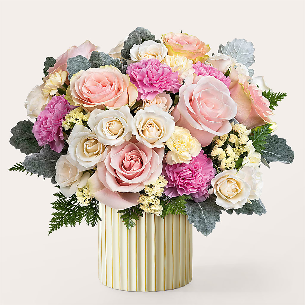 Blissful Moments Bouquet with Ivory Vase – FRIEND'S FLOWERS, Los Angeles CA