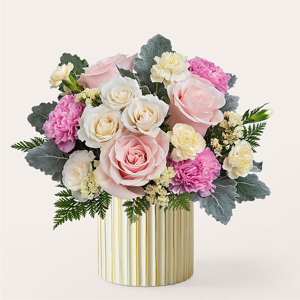 Blissful Moments Bouquet with Ivory Vase – FRIEND'S FLOWERS, Los Angeles CA