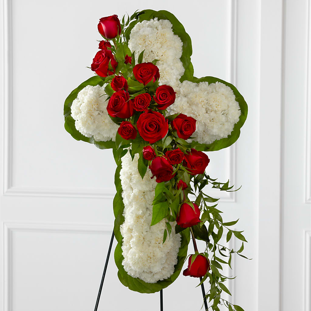 Floral Cross Easel – FRIEND'S FLOWERS, Los Angeles CA