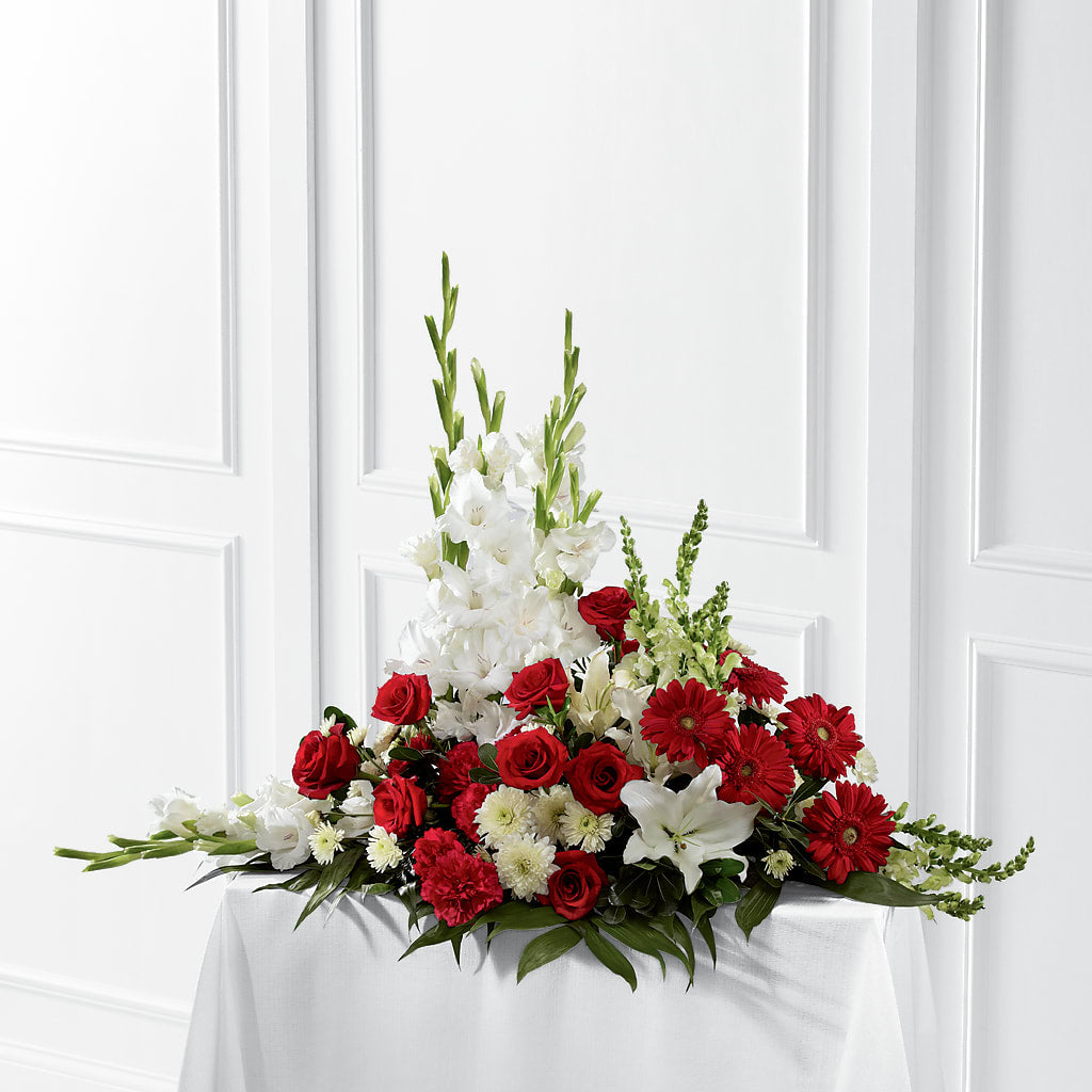 Crimson & White Arrangement – FRIEND'S FLOWERS, Los Angeles CA