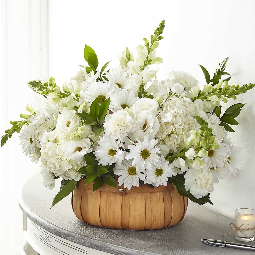 Pure Ivory Basket – FRIEND'S FLOWERS, Los Angeles CA
