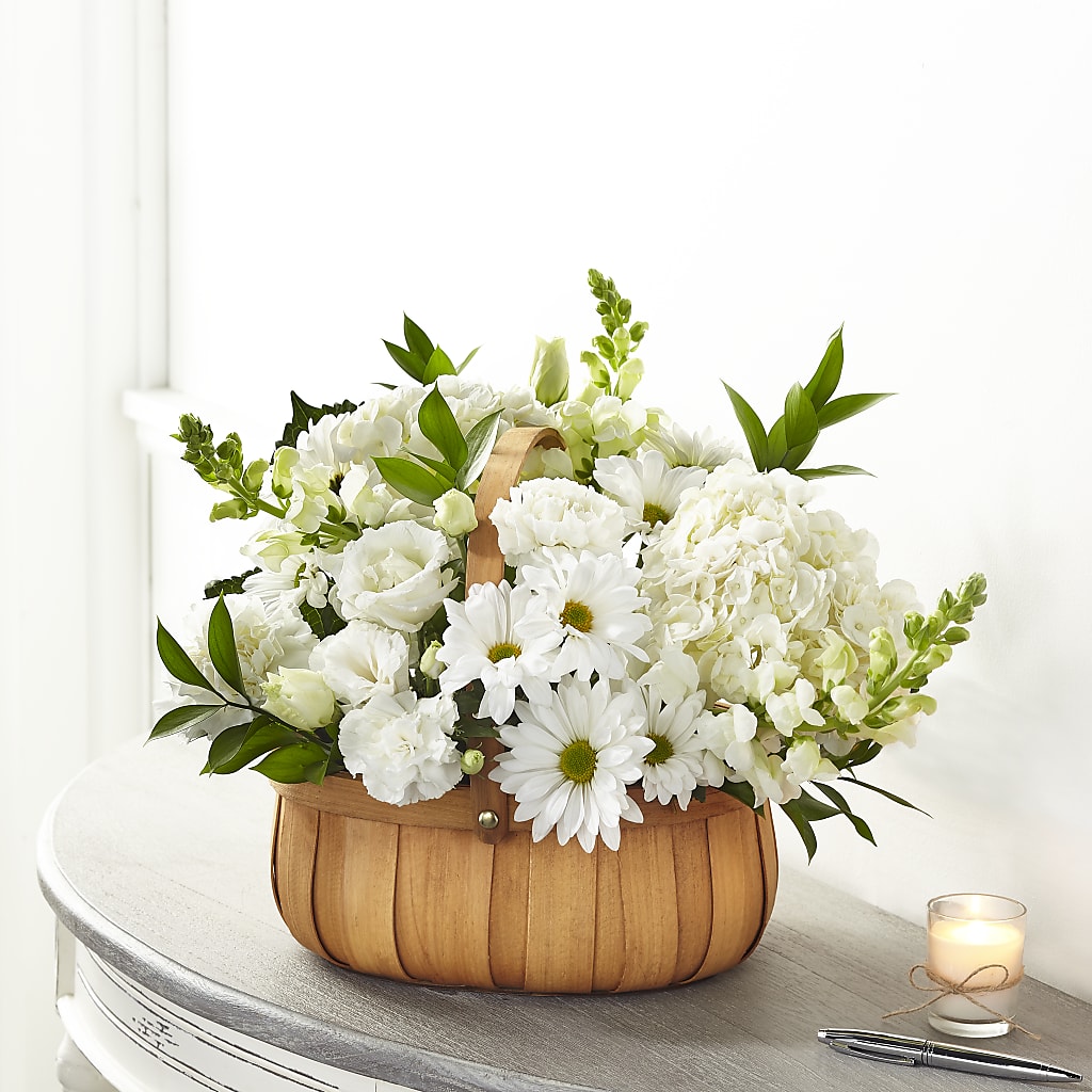 Pure Ivory Basket – FRIEND'S FLOWERS, Los Angeles CA