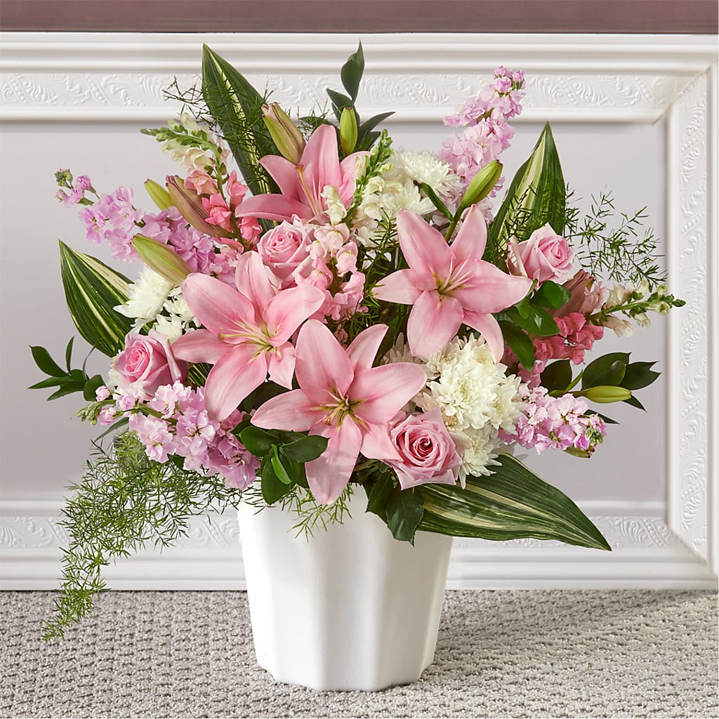Simply Serene Floor Basket – FRIEND'S FLOWERS, Los Angeles CA