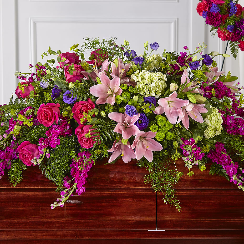 Radiant Tribute Casket Spray – FRIEND'S FLOWERS, Los Angeles CA