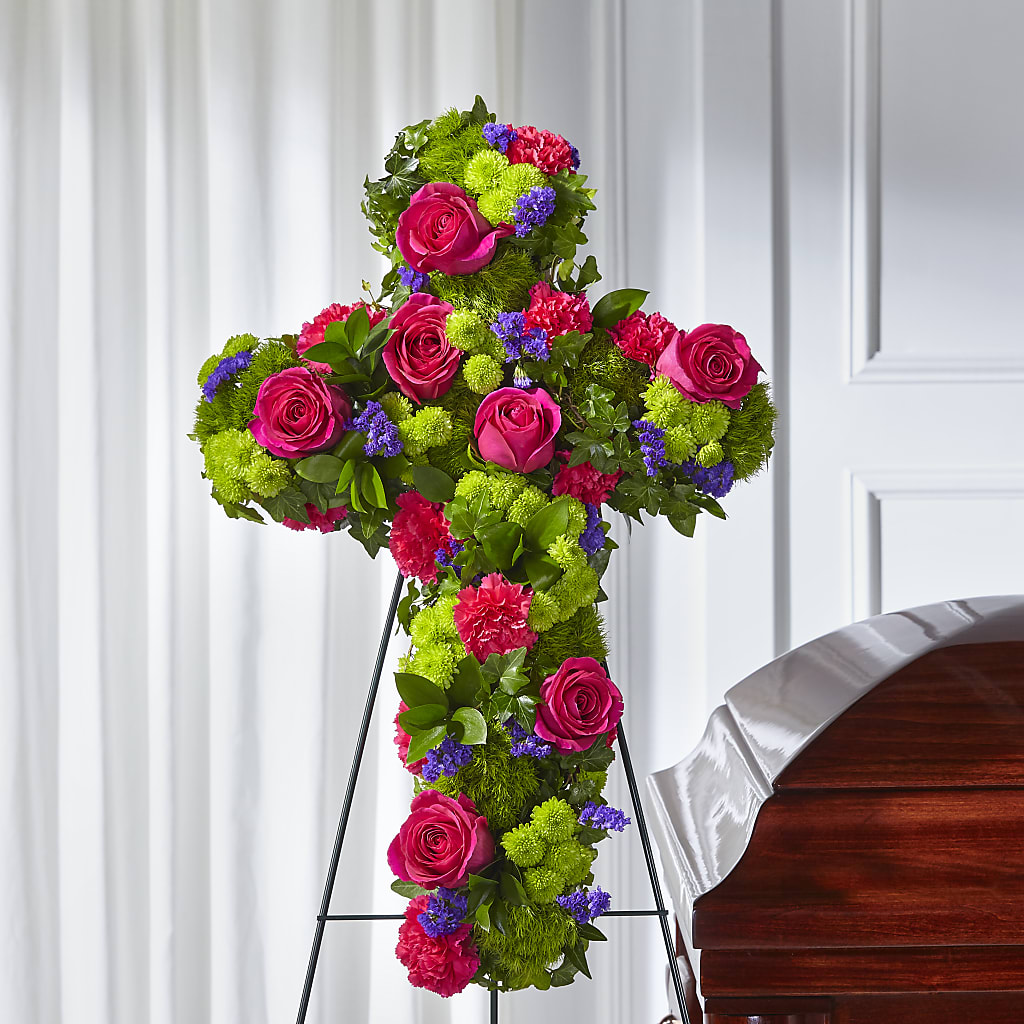 Tribute Rose Floral Cross – FRIEND'S FLOWERS, Los Angeles CA