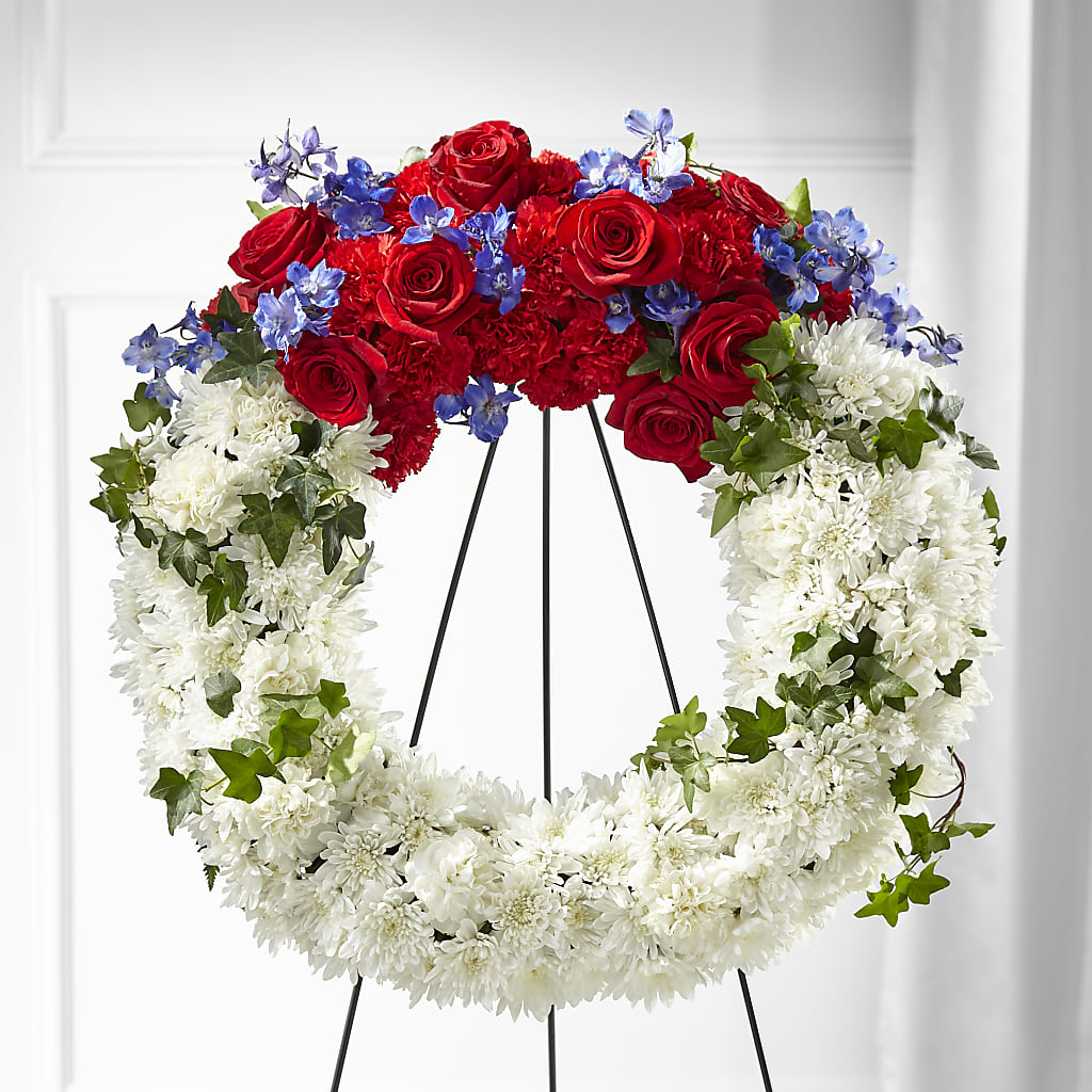 Patriotic Passion Wreath – FRIEND'S FLOWERS, Los Angeles CA
