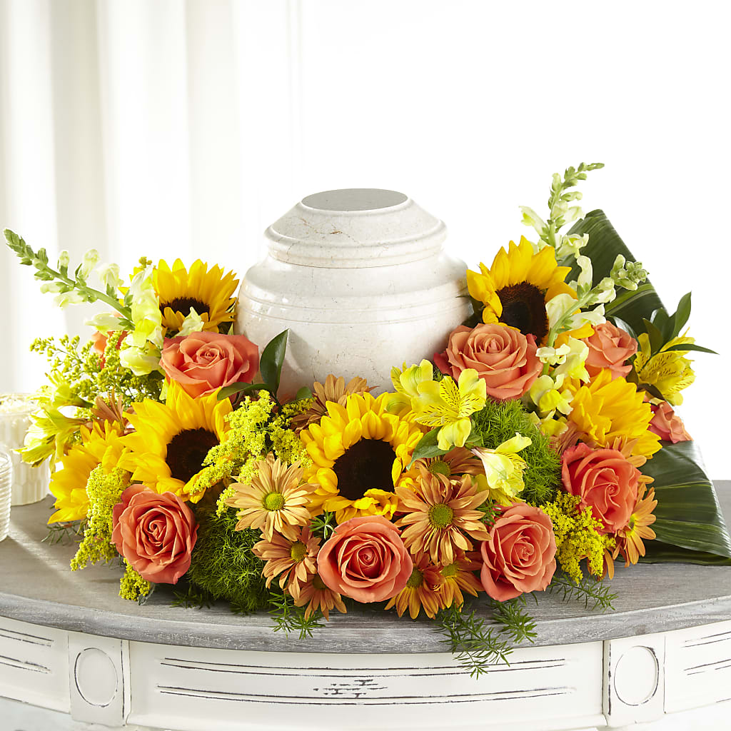 Faithful Sunflower Cremation Adornment – FRIEND'S FLOWERS, Los Angeles CA