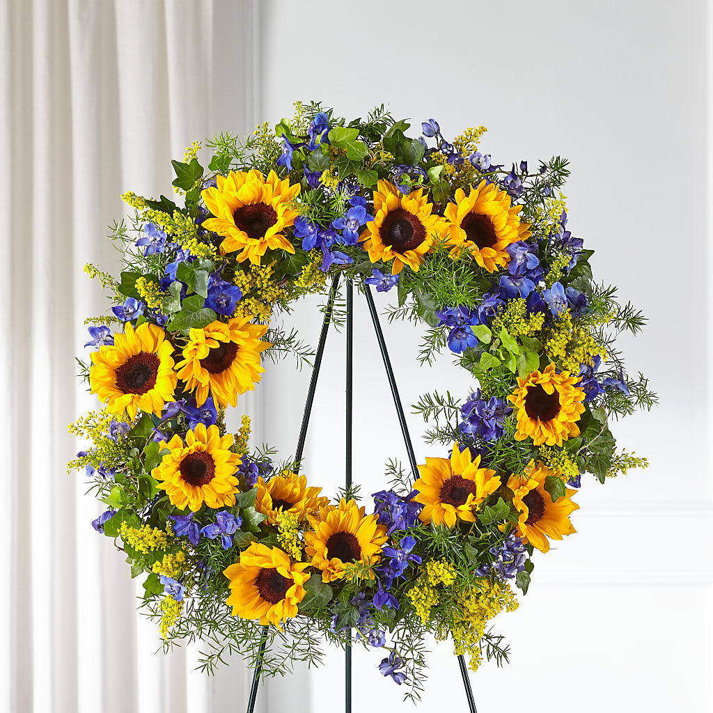 Bright Rays Wreath – FRIEND'S FLOWERS, Los Angeles CA