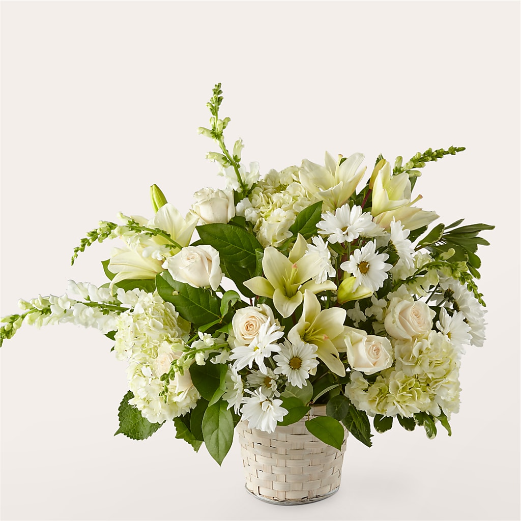 Ivory Elegance Floral Basket – FRIEND'S FLOWERS, Los Angeles CA