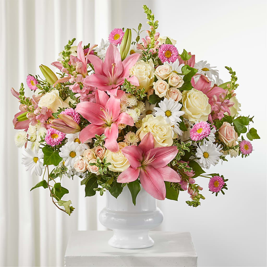 Empathetic Blooms Urn Arrangement – FRIEND'S FLOWERS, Los Angeles CA