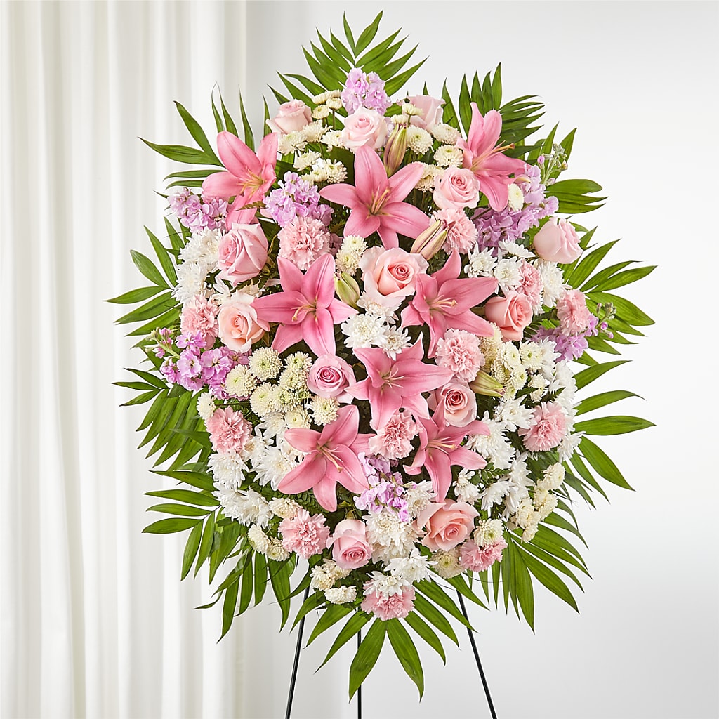 Offering Solace Standing Spray – FRIEND'S FLOWERS, Los Angeles CA