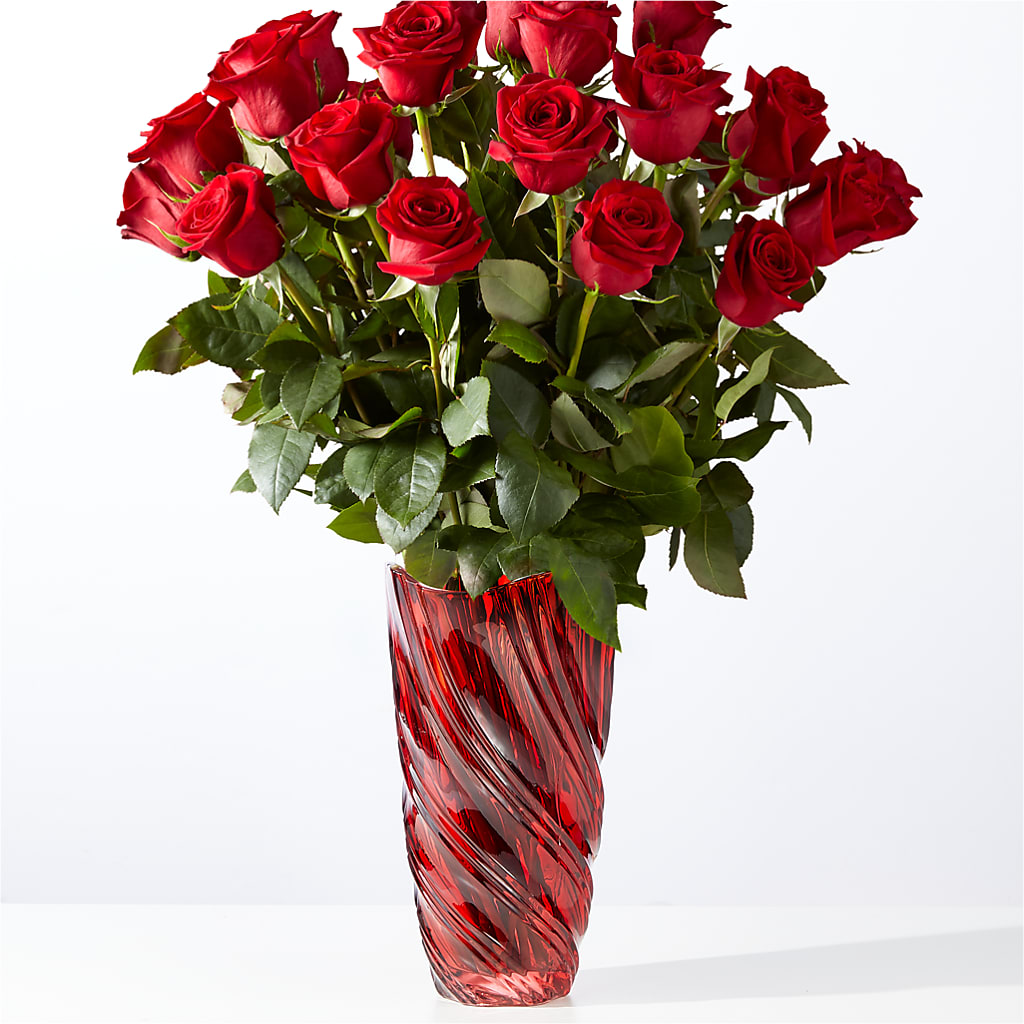 Classic Love Red Rose Bouquet with Luxe Swirl Vase – FRIEND'S FLOWERS, Los Angeles CA