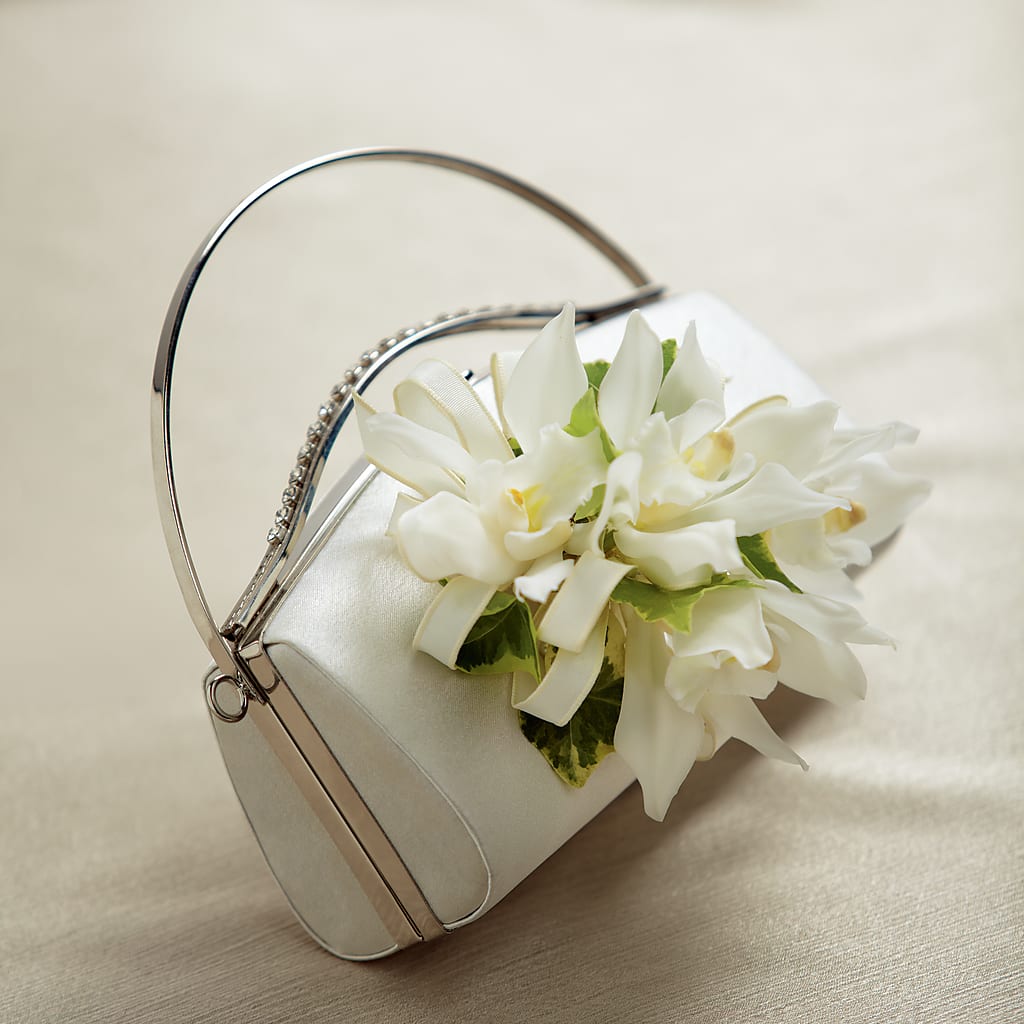 White Purse Decor – FRIEND'S FLOWERS, Los Angeles CA