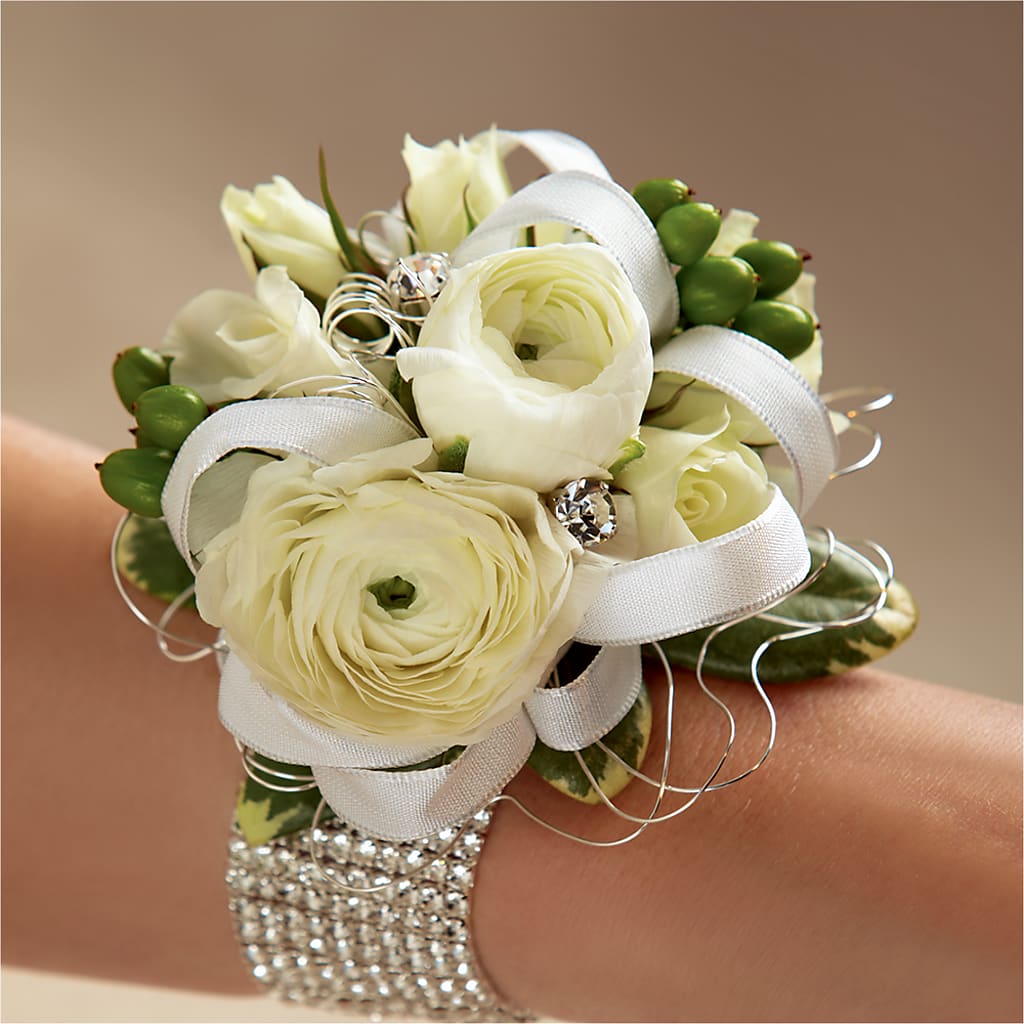 White Wedding Corsage – FRIEND'S FLOWERS, Los Angeles CA