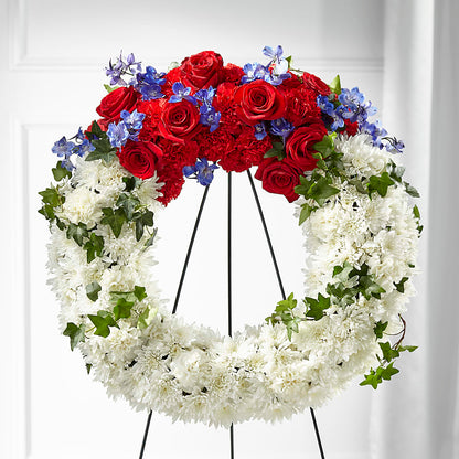 Patriotic Passion Wreath – FRIEND'S FLOWERS, Los Angeles CA