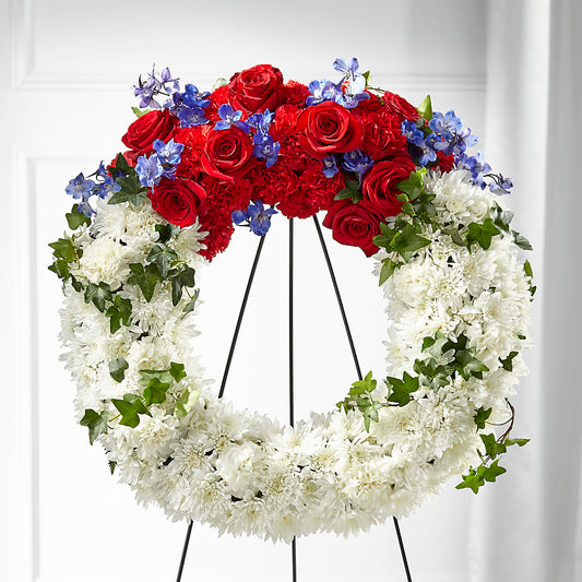 Patriotic Passion Wreath – FRIEND'S FLOWERS, Los Angeles CA