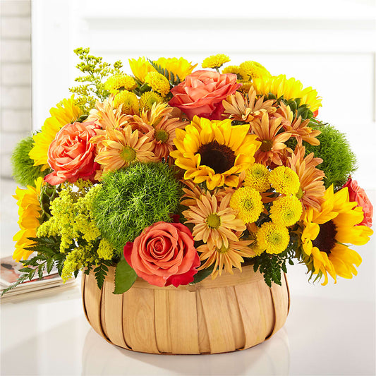 Harvest Sunflower Basket – FRIEND'S FLOWERS, Los Angeles CA