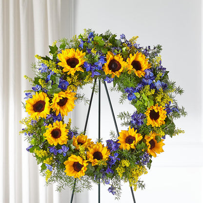 Bright Rays Wreath – FRIEND'S FLOWERS, Los Angeles CA