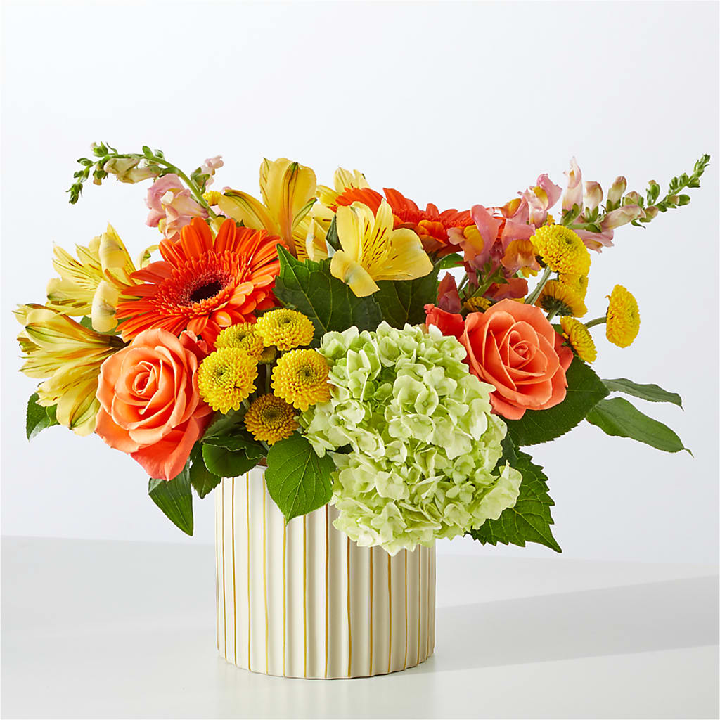 Autumn Sunshine Bouquet with Ivory Vase – FRIEND'S FLOWERS, Los Angeles CA