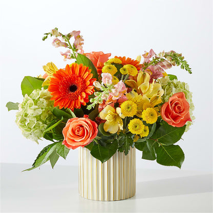 Autumn Sunshine Bouquet with Ivory Vase – FRIEND'S FLOWERS, Los Angeles CA