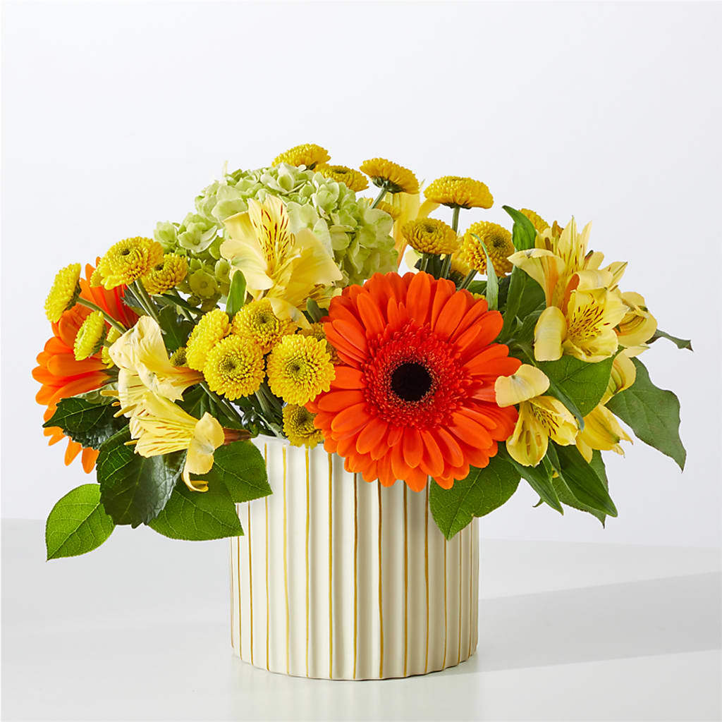 Autumn Sunshine Bouquet with Ivory Vase – FRIEND'S FLOWERS, Los Angeles CA