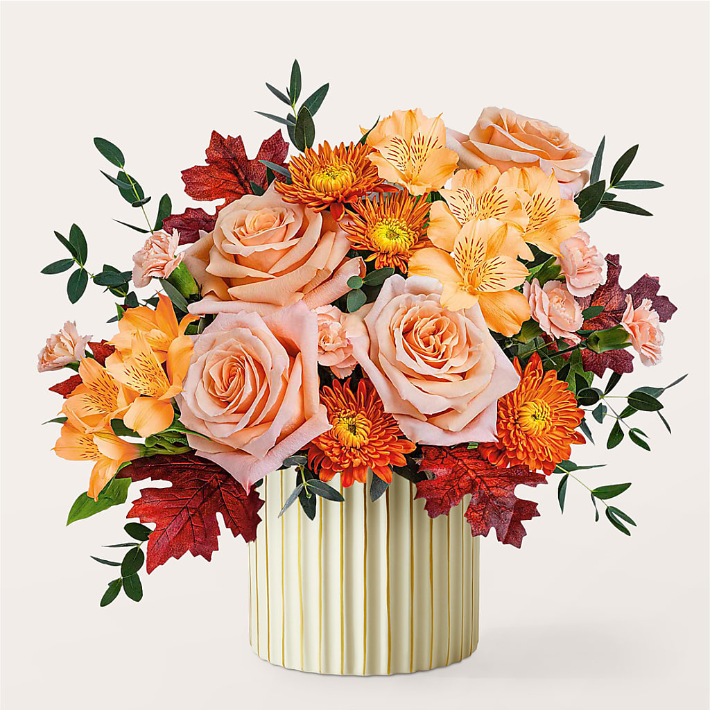 Spiced Latte Bouquet with Ivory Vase – FRIEND'S FLOWERS, Los Angeles CA