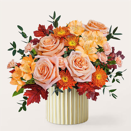 Spiced Latte Bouquet with Ivory Vase – FRIEND'S FLOWERS, Los Angeles CA