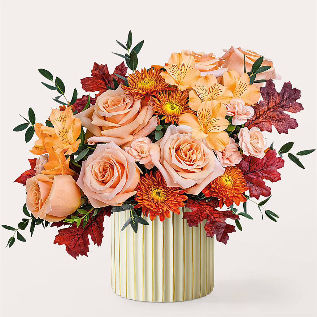 Spiced Latte Bouquet with Ivory Vase – FRIEND'S FLOWERS, Los Angeles CA