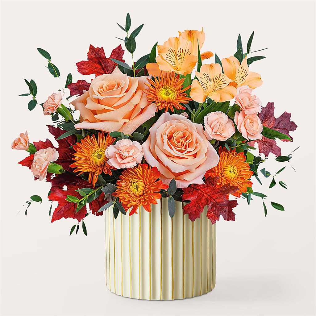 Spiced Latte Bouquet with Ivory Vase – FRIEND'S FLOWERS, Los Angeles CA