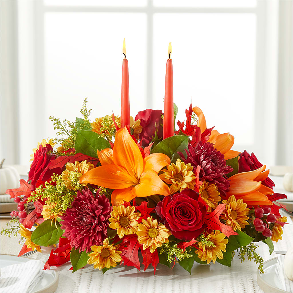 Autumn's Embrace Centerpiece – FRIEND'S FLOWERS, Los Angeles CA