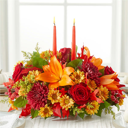 Autumn's Embrace Centerpiece – FRIEND'S FLOWERS, Los Angeles CA