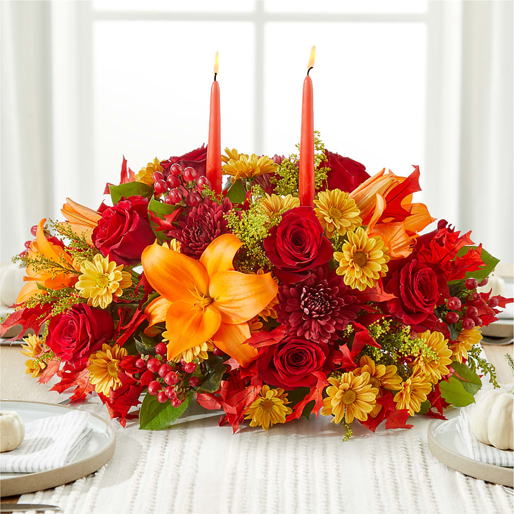 Autumn's Embrace Centerpiece – FRIEND'S FLOWERS, Los Angeles CA