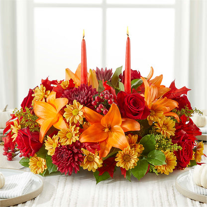 Autumn's Embrace Centerpiece – FRIEND'S FLOWERS, Los Angeles CA