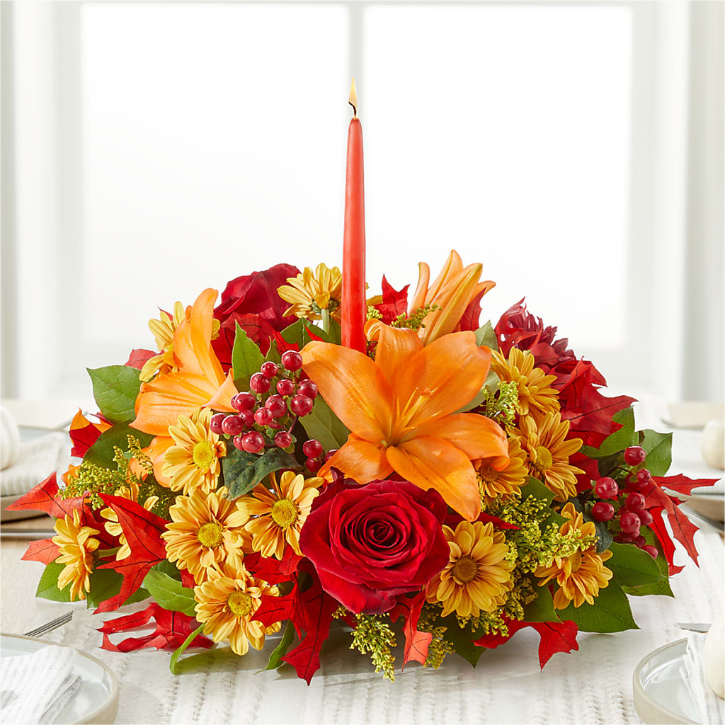 Autumn's Embrace Centerpiece – FRIEND'S FLOWERS, Los Angeles CA