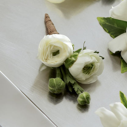 White Ranunculus Boutonniere – FRIEND'S FLOWERS, Los Angeles CA